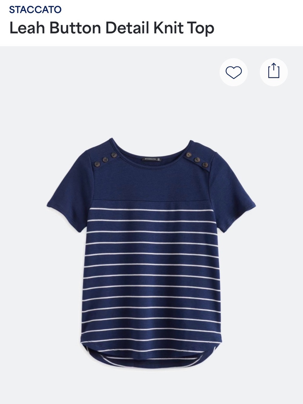 Staccato Button Detail Knit Top Navy Women’s XL
